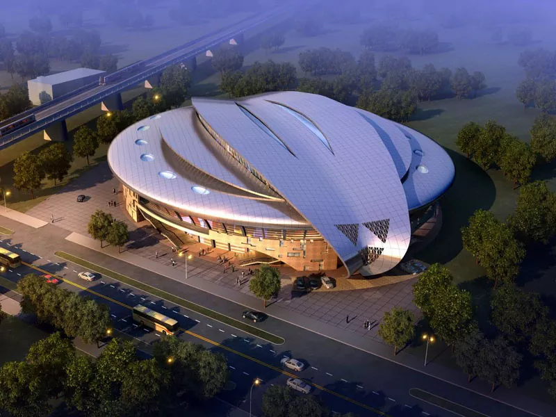 Polad quruluşu olan prefab stadionun inşası